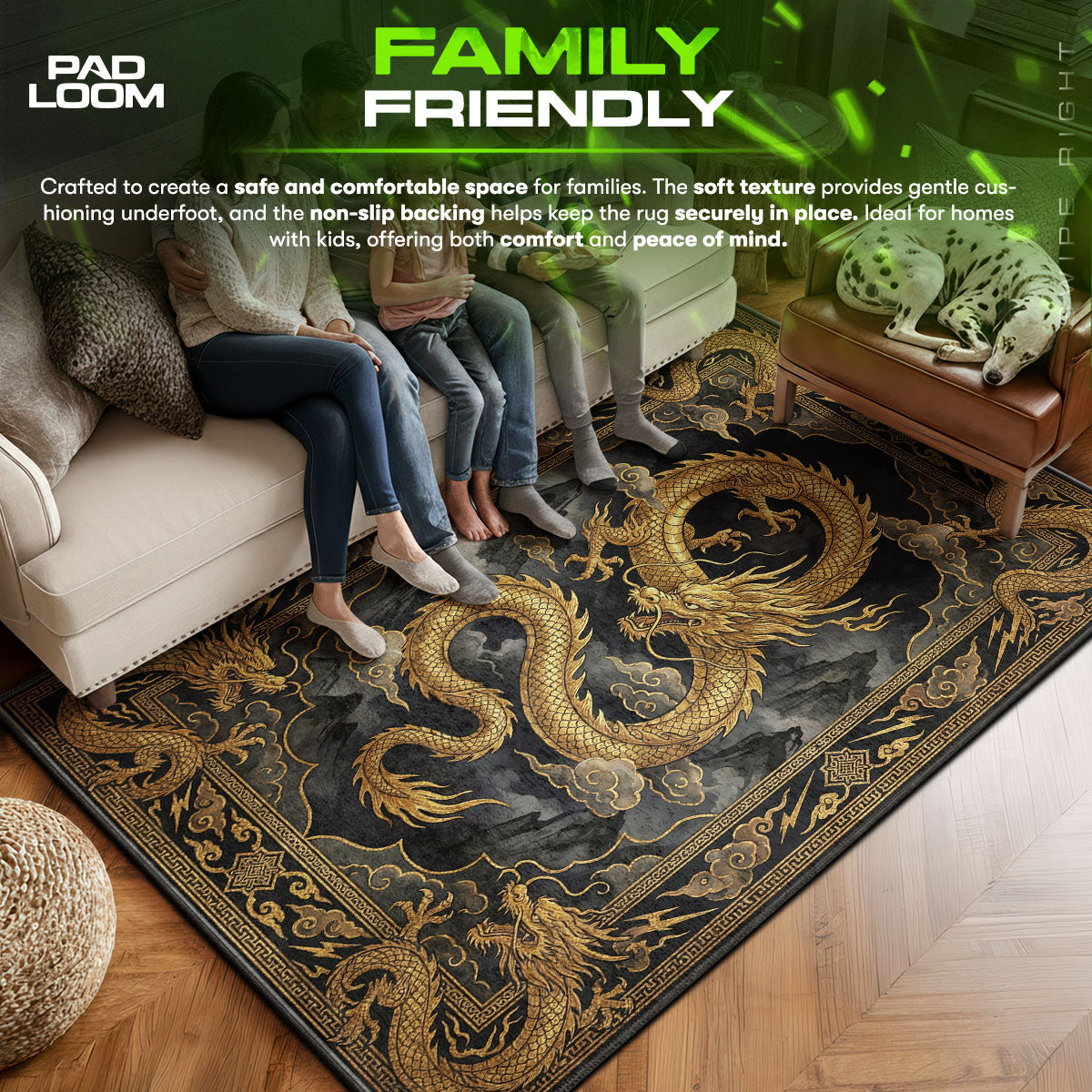 Area character design printed on rug