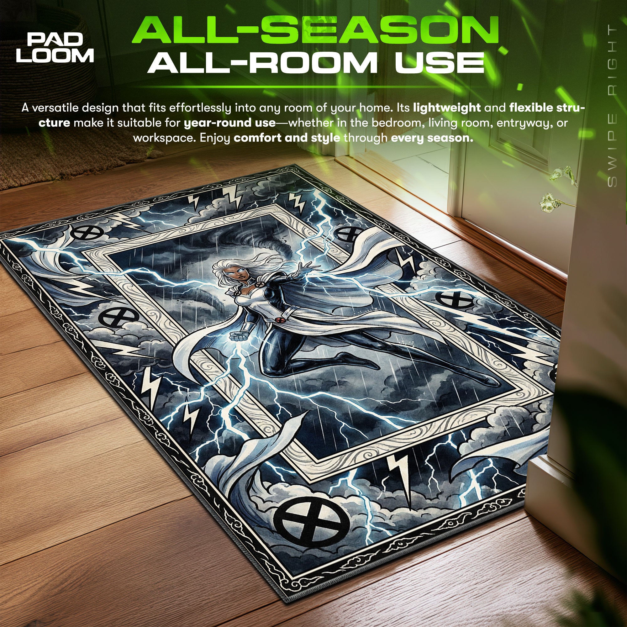 Storm Omega Tempest X Men Chair fan rug — premium quality print