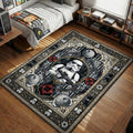 Classic Stormtrooper with blaster and Death Star Imperial border ornate gothic art style movie themed area rug and home theater mat
