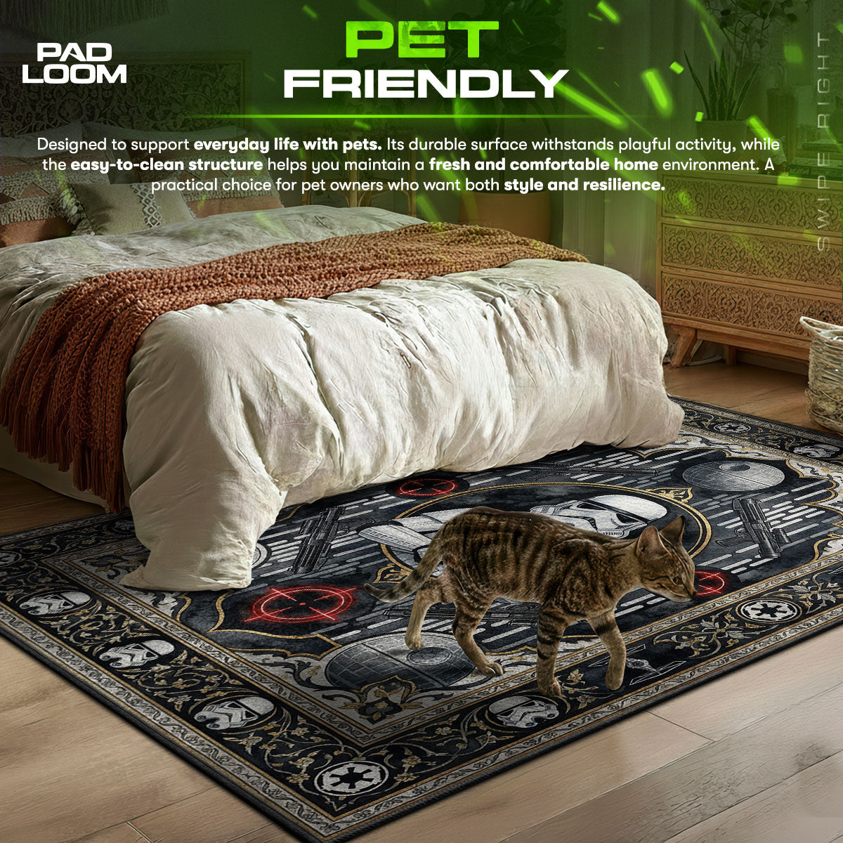 Detailed close-up of Stormtrooper rug pattern