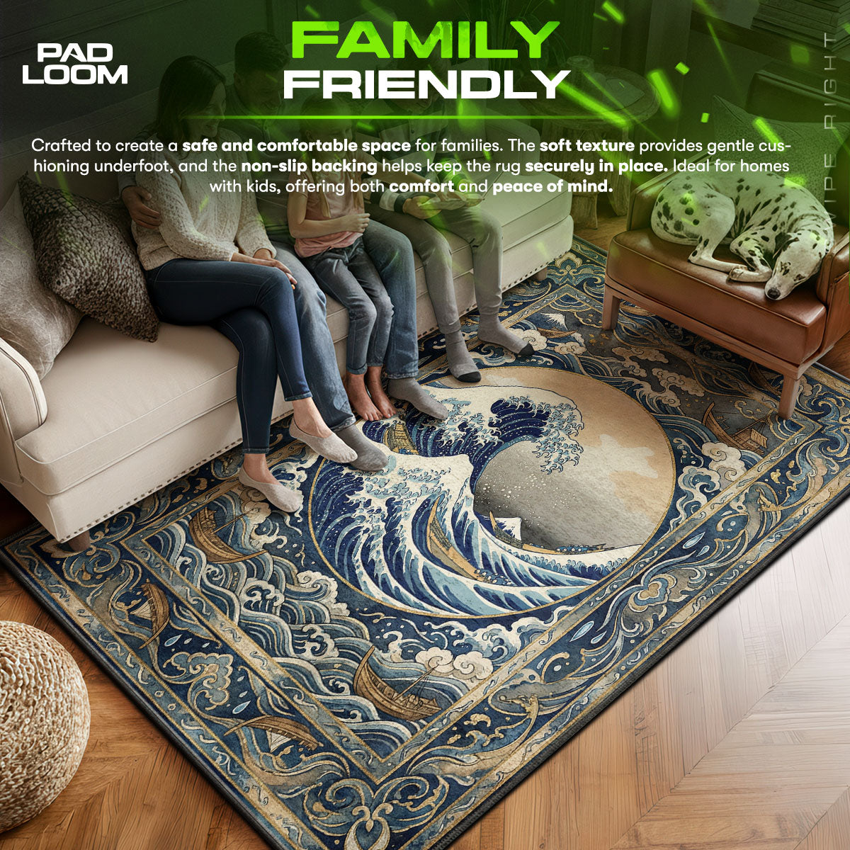 Area character design printed on rug
