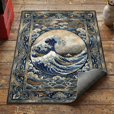 Stormy Wave Medallion Rug — Japanese Ocean Area Rug