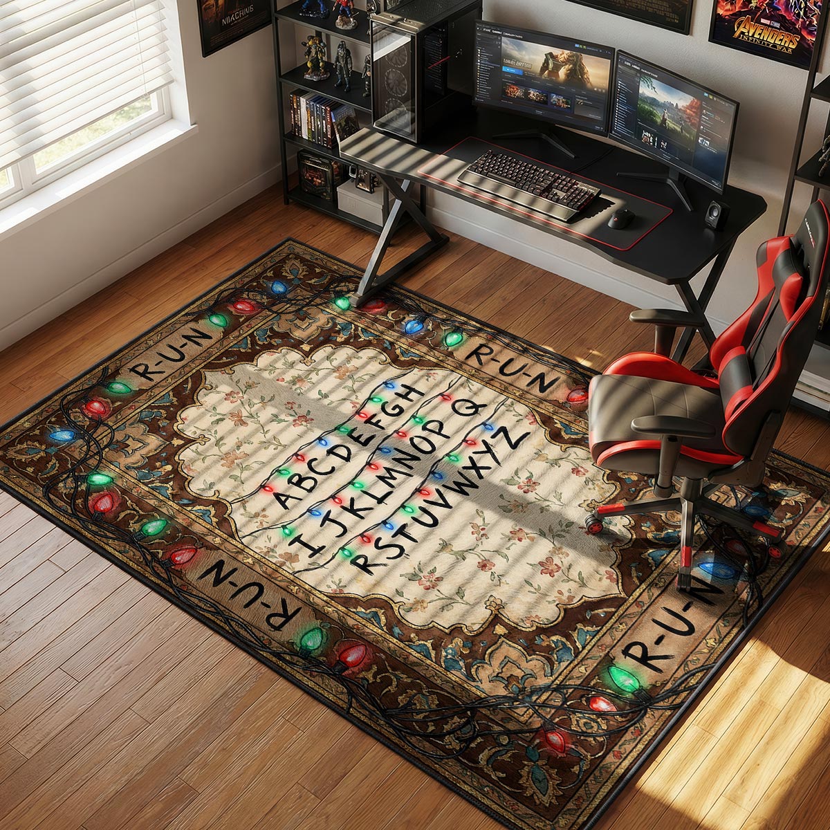 Stranger Things Alphabet Lights Fan rug — main product view