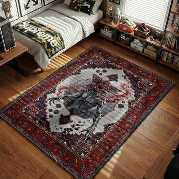 Netflix Stranger Things Demogorgon flower head monster red gothic frame dark dice hypebeast area rug