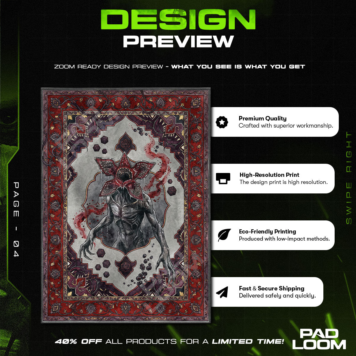 Fan character design printed on rug