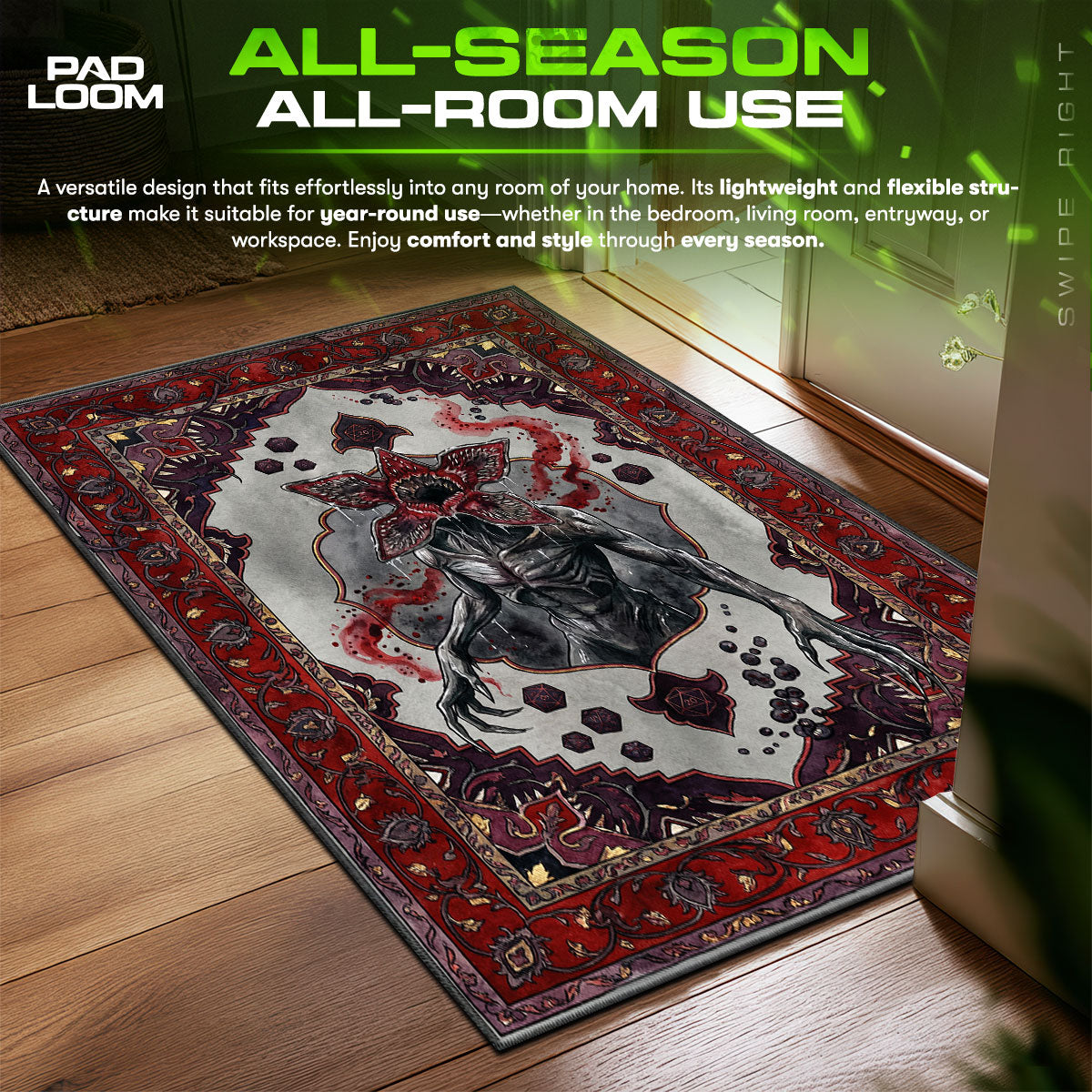 Stranger Things Demogorgon Dice Fan fan rug — premium quality print