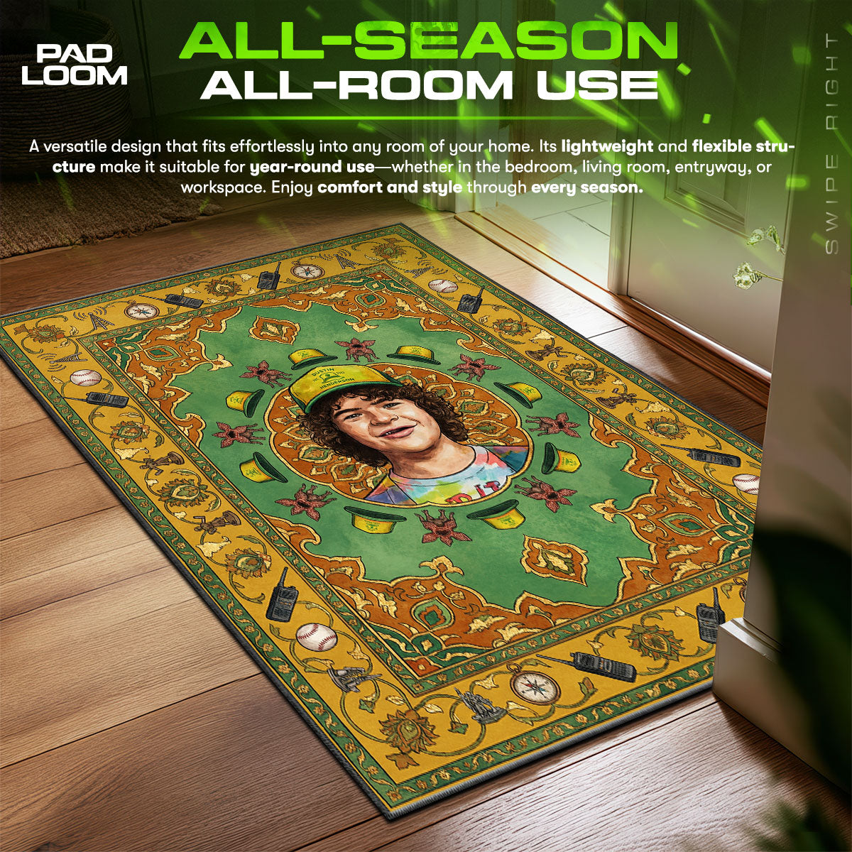 Stranger Things Dustin Portrait Fan fan rug — premium quality print