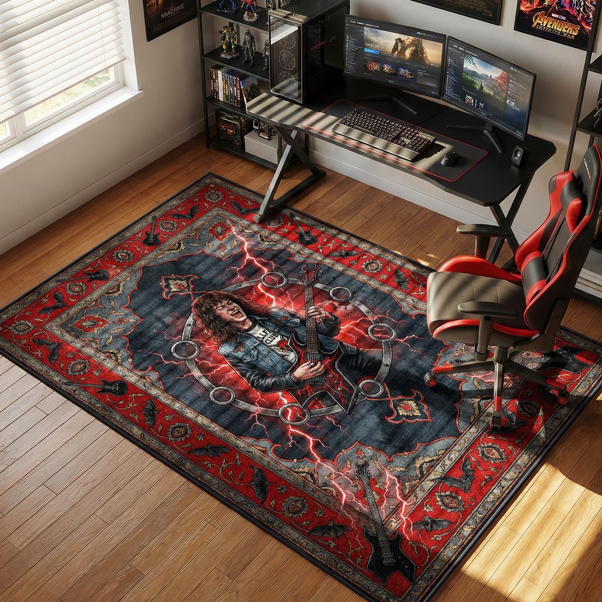 Stranger Things Eddie Munson Guitar Fan rug — main product view