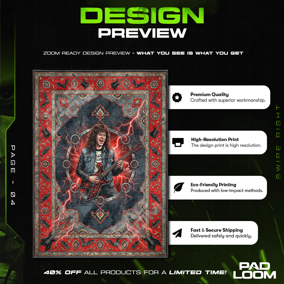 Fan character design printed on rug
