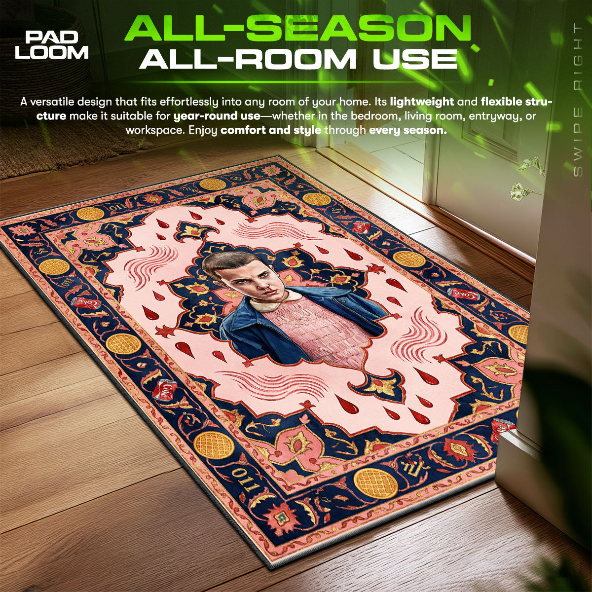 Stranger Things Eleven Fan fan rug — premium quality print