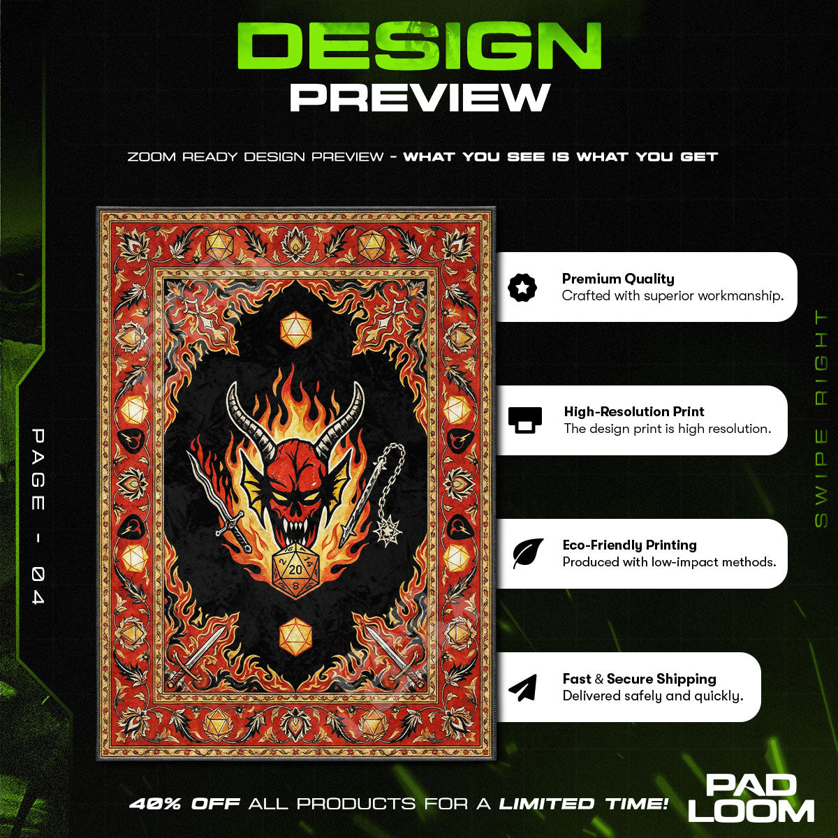 Fan character design printed on rug