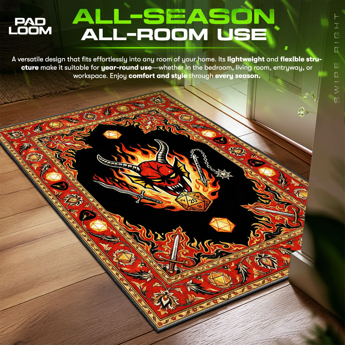 Stranger Things Hellfire Club Demon Fan fan rug — premium quality print