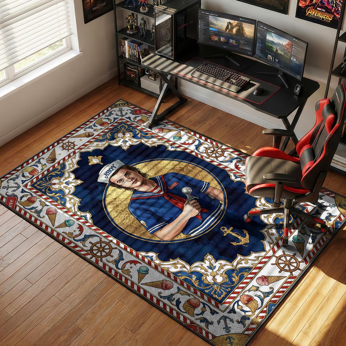 Stranger Things Steve Ahoy Scoops Fan rug — main product view