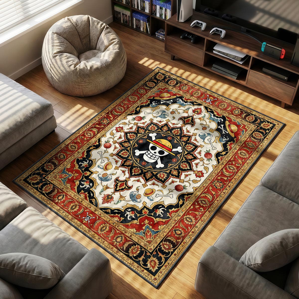 Straw Hat themed area rug for home decor fans