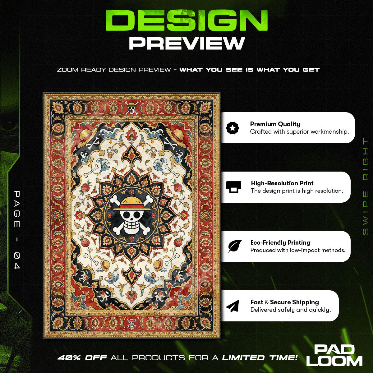 Chair character design printed on rug