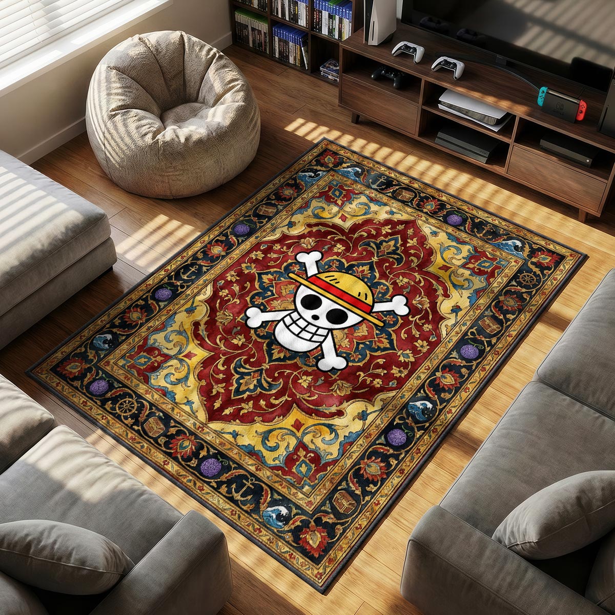 Straw Hat themed area rug for home decor fans