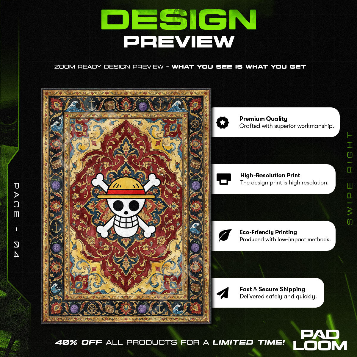Chair character design printed on rug