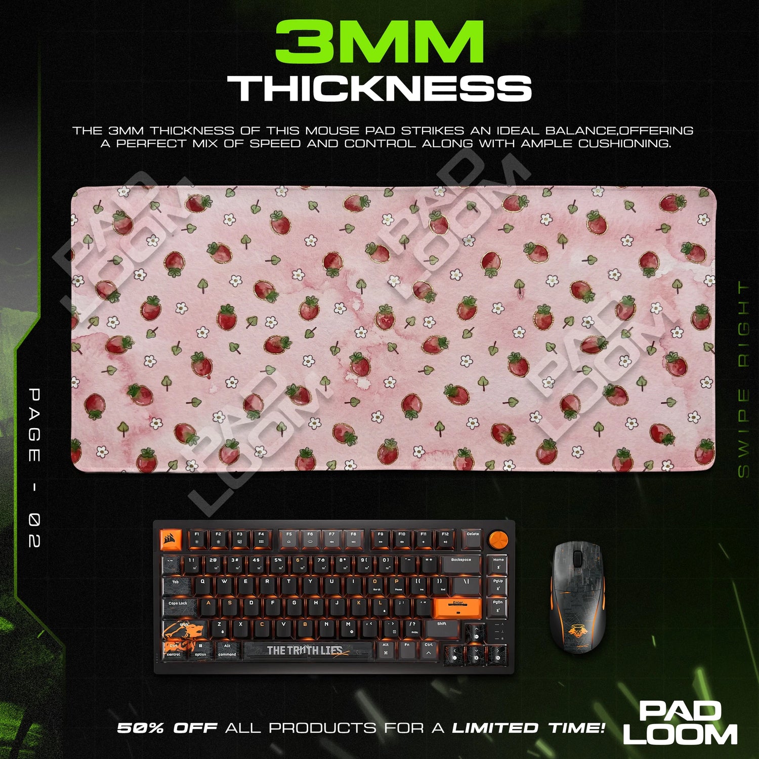 Strawberry Blossom Mouse Pad - Kawaii Desk Mat
