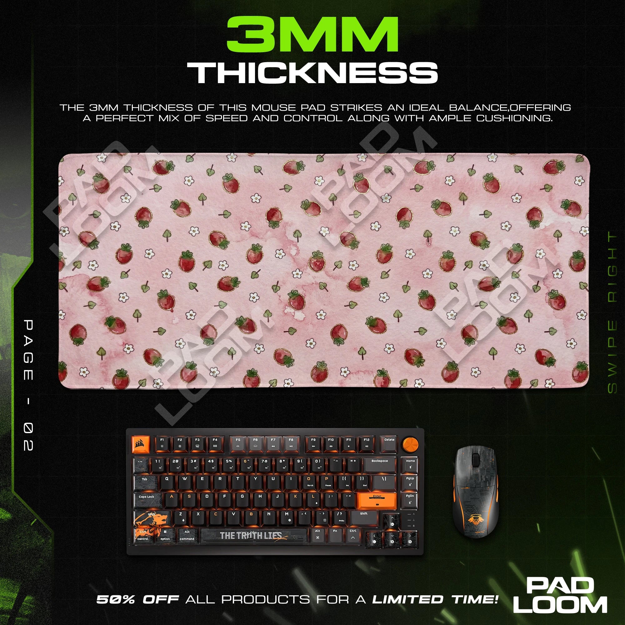 Strawberry Blossom Mouse Pad - Kawaii Desk Mat