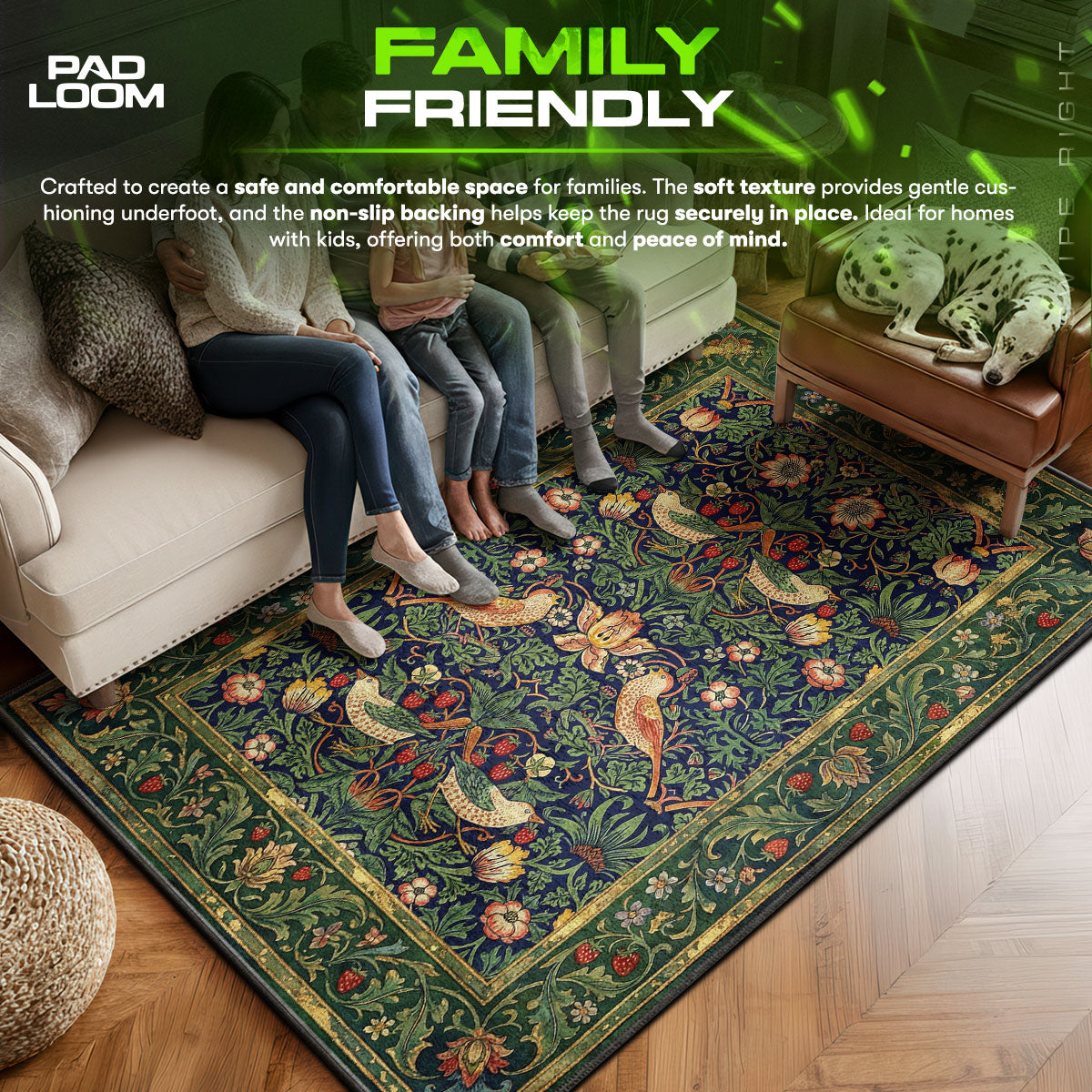 Area character design printed on rug
