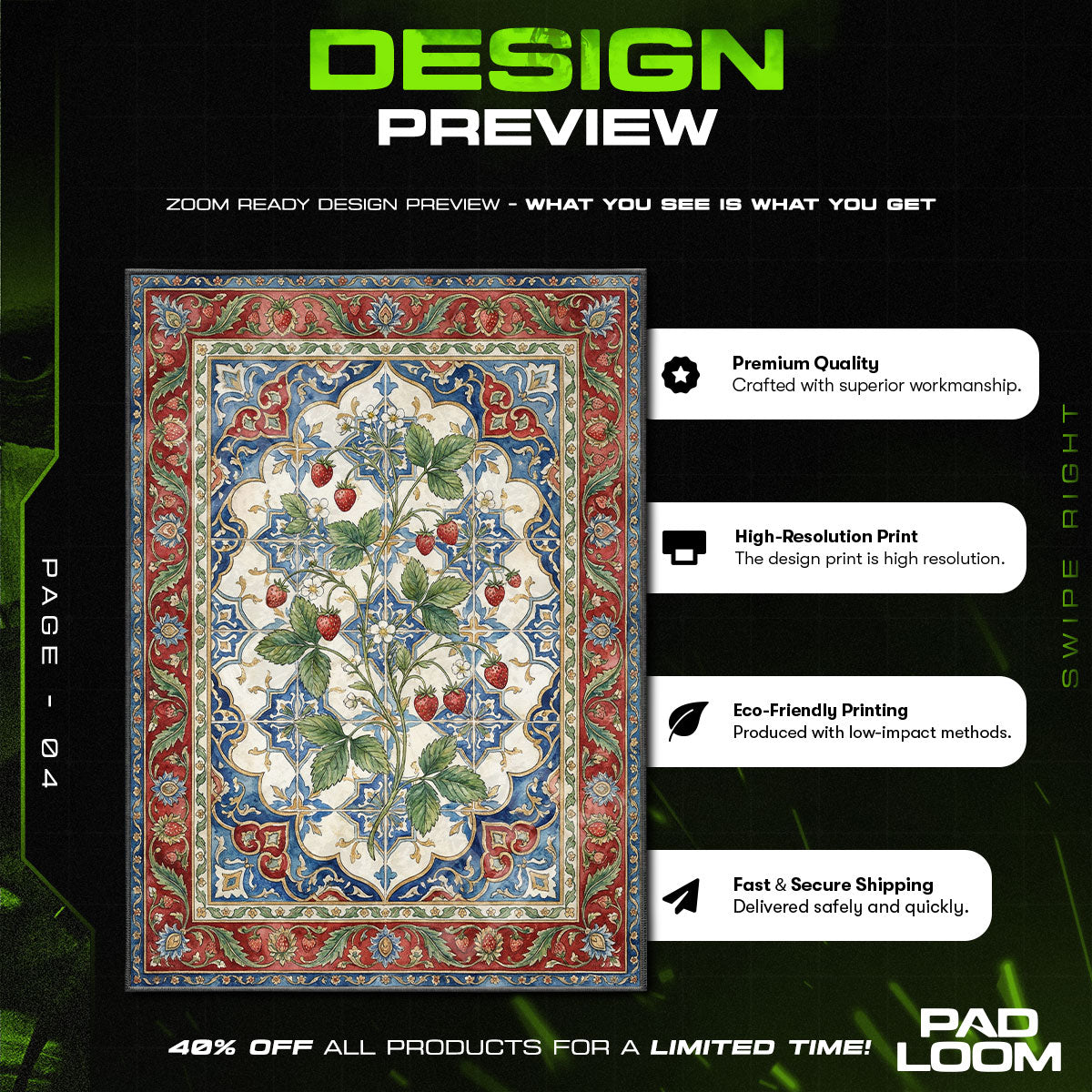 Strawberry Vine Berry Kitchen Floor rug — main product view