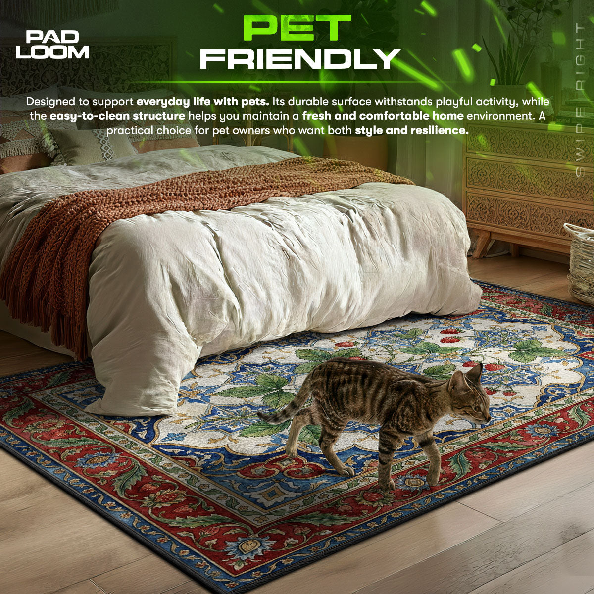 Strawberry Vine themed area rug for home decor fans