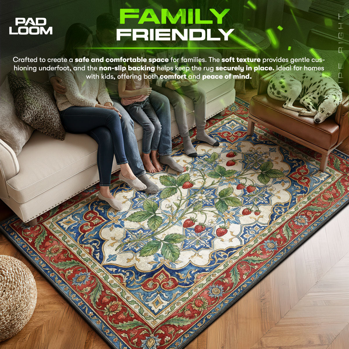 Floor character design printed on rug