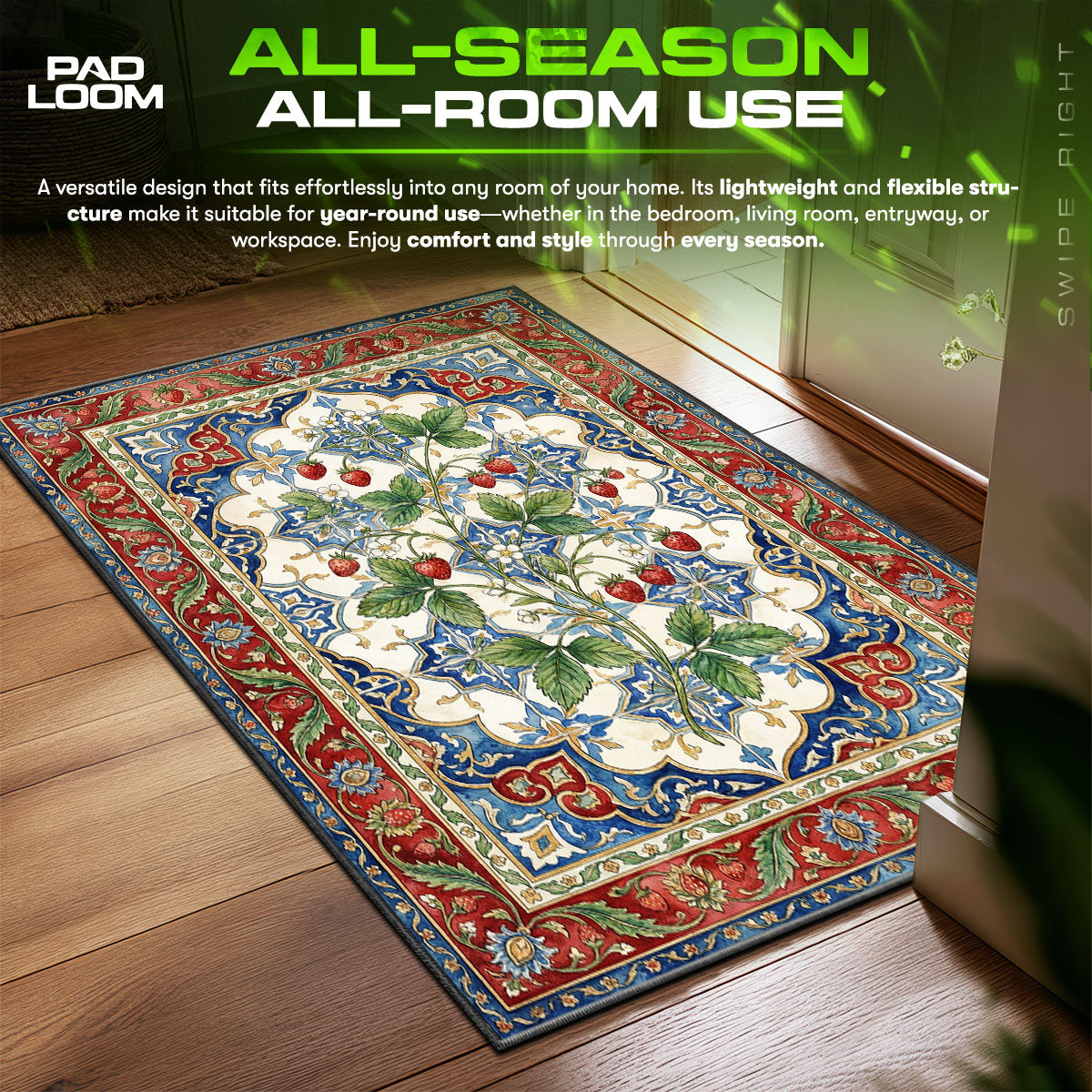 Detailed close-up of Strawberry rug pattern