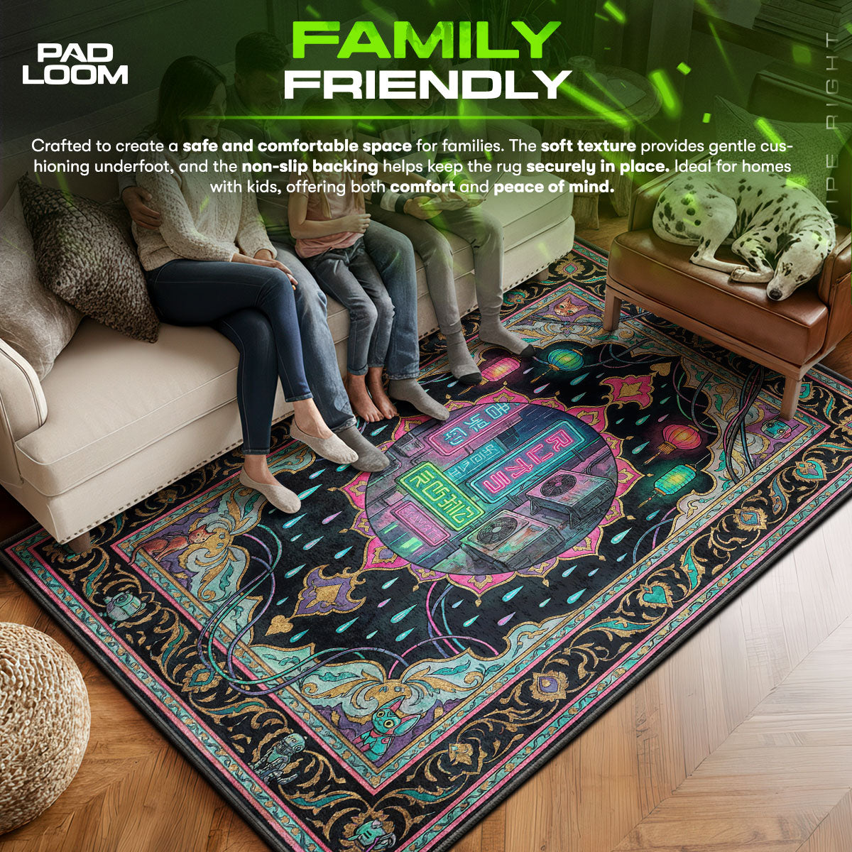 Stray area rug showing full home decor artwork