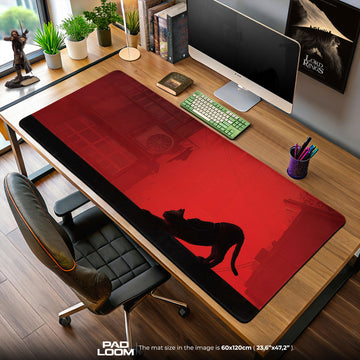 Stray Cat Mouse Pad, Cyberpunk Alley Gaming Desk Mat