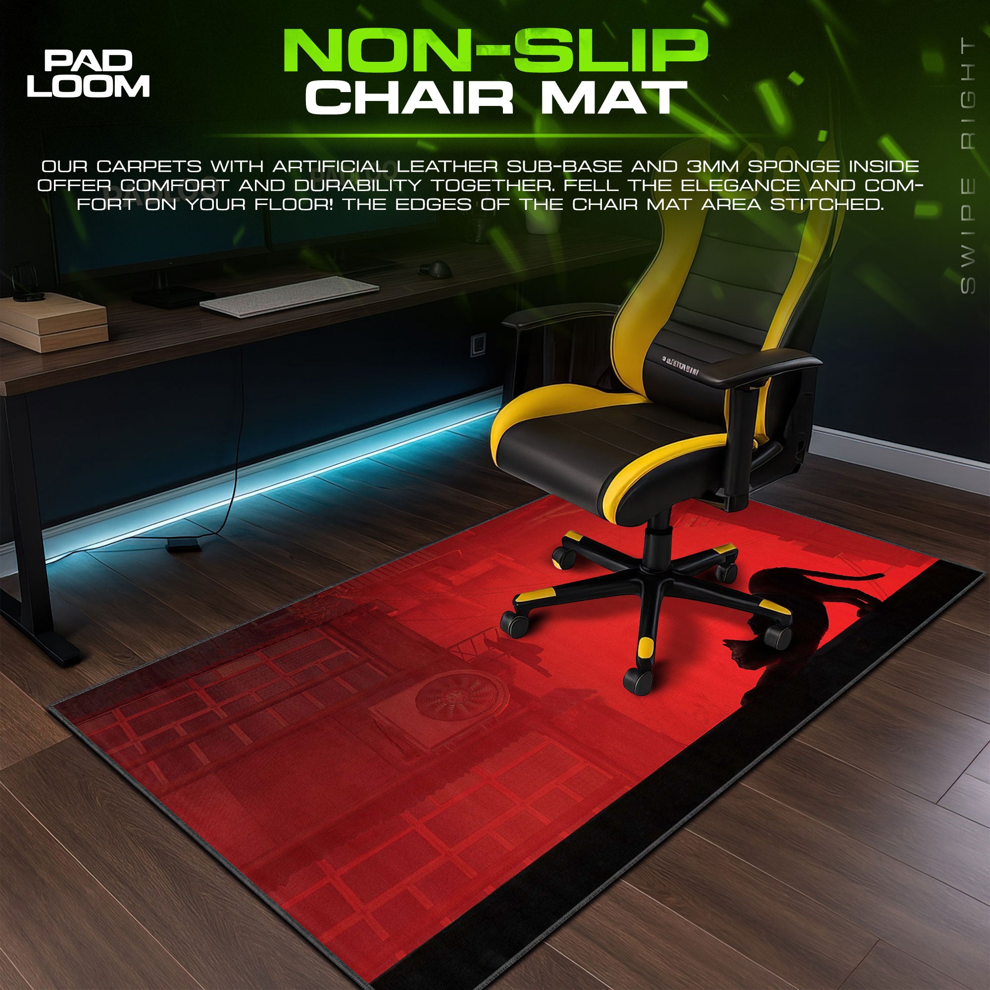 Stray Cat Mouse Pad, Cyberpunk Alley Gaming Desk Mat