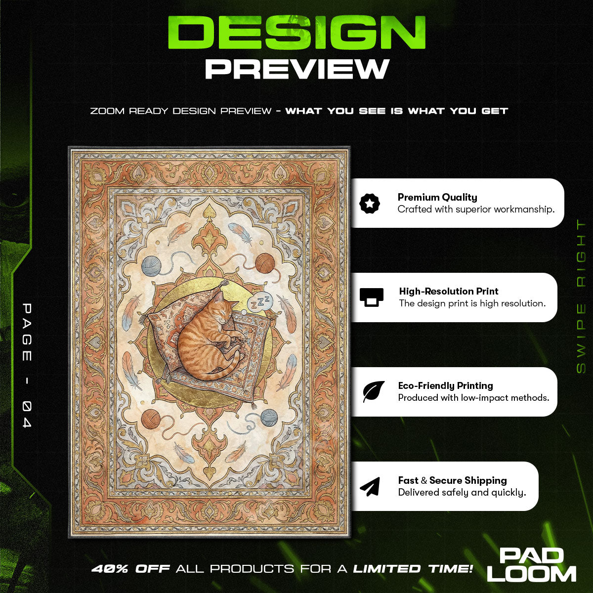Chair character design printed on rug