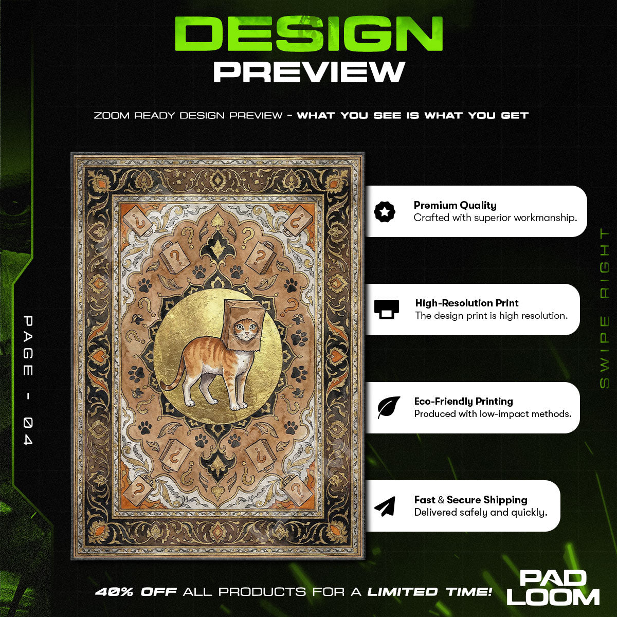 Chair character design printed on rug