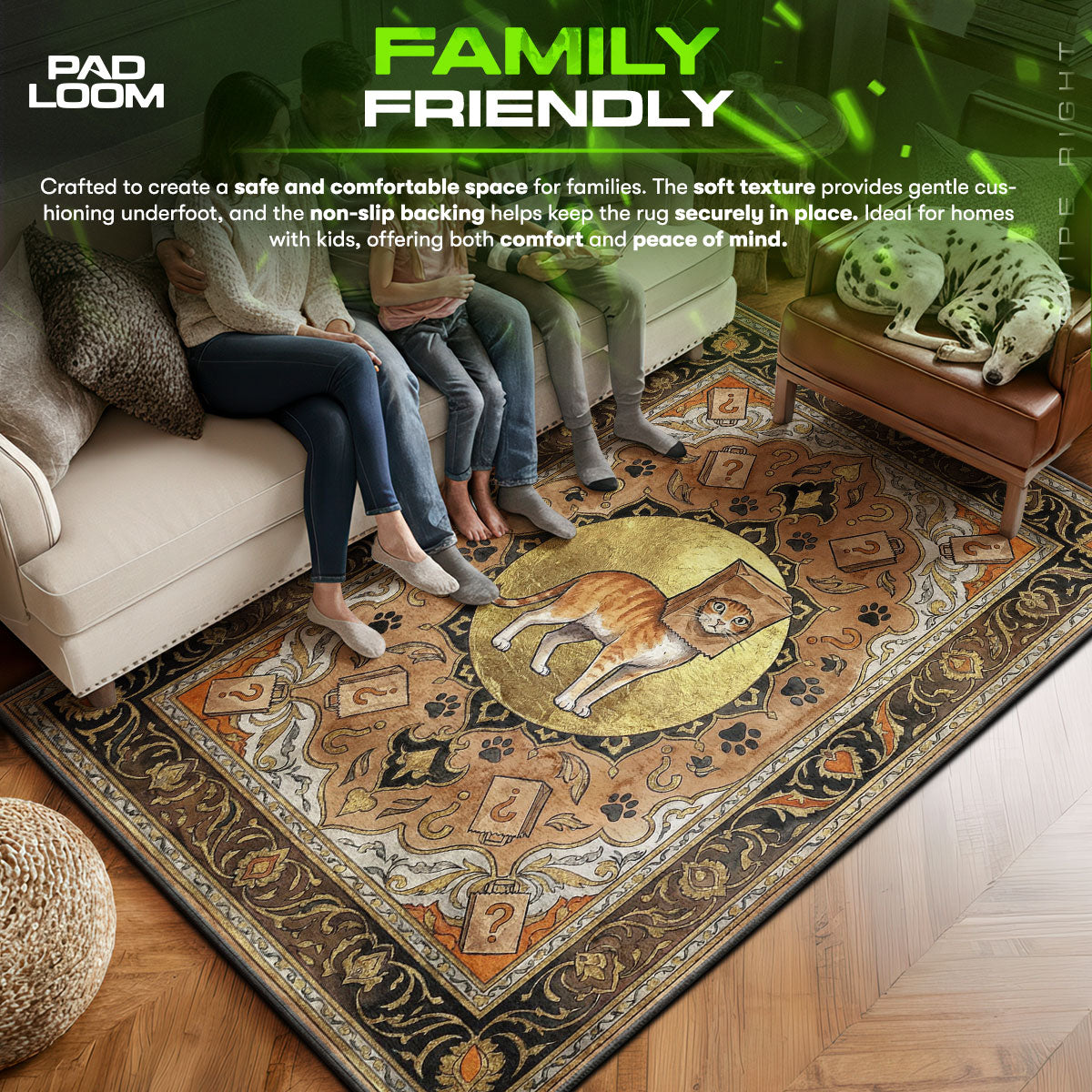 Stray area rug showing full home decor artwork