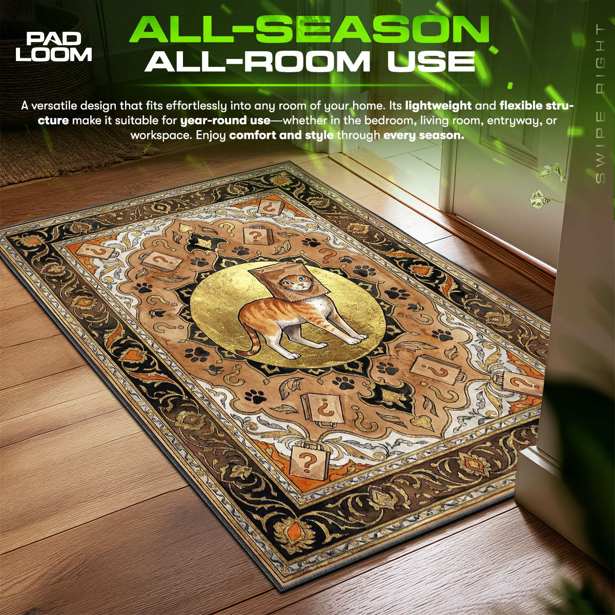 Stray Cat Paper Bag Stray Chair fan rug — premium quality print