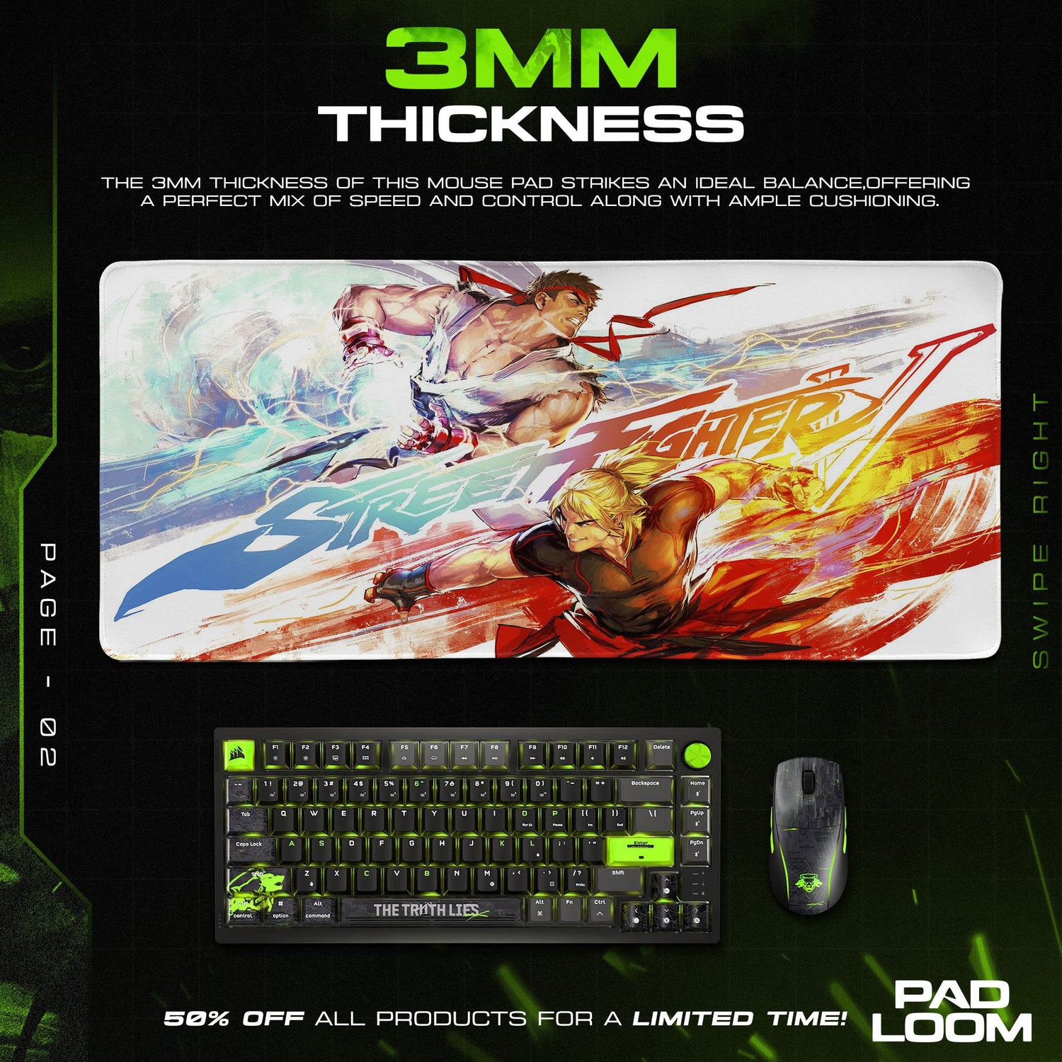 Street Fighter Ryu vs Ken Mouse Pad, Game Gamer Desk Mat Padloom