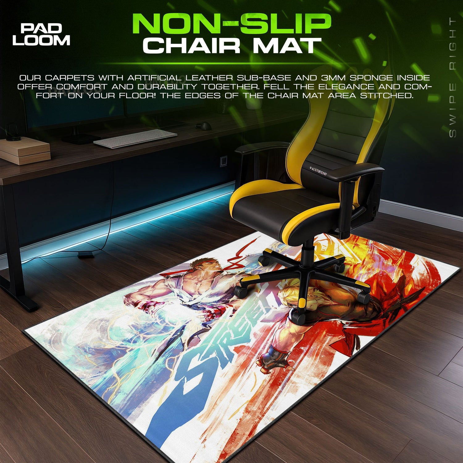 Street Fighter Ryu vs Ken Mouse Pad, Game Gamer Desk Mat Padloom