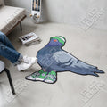 Street Pigeon shaped area rug, die-cut man cave rug