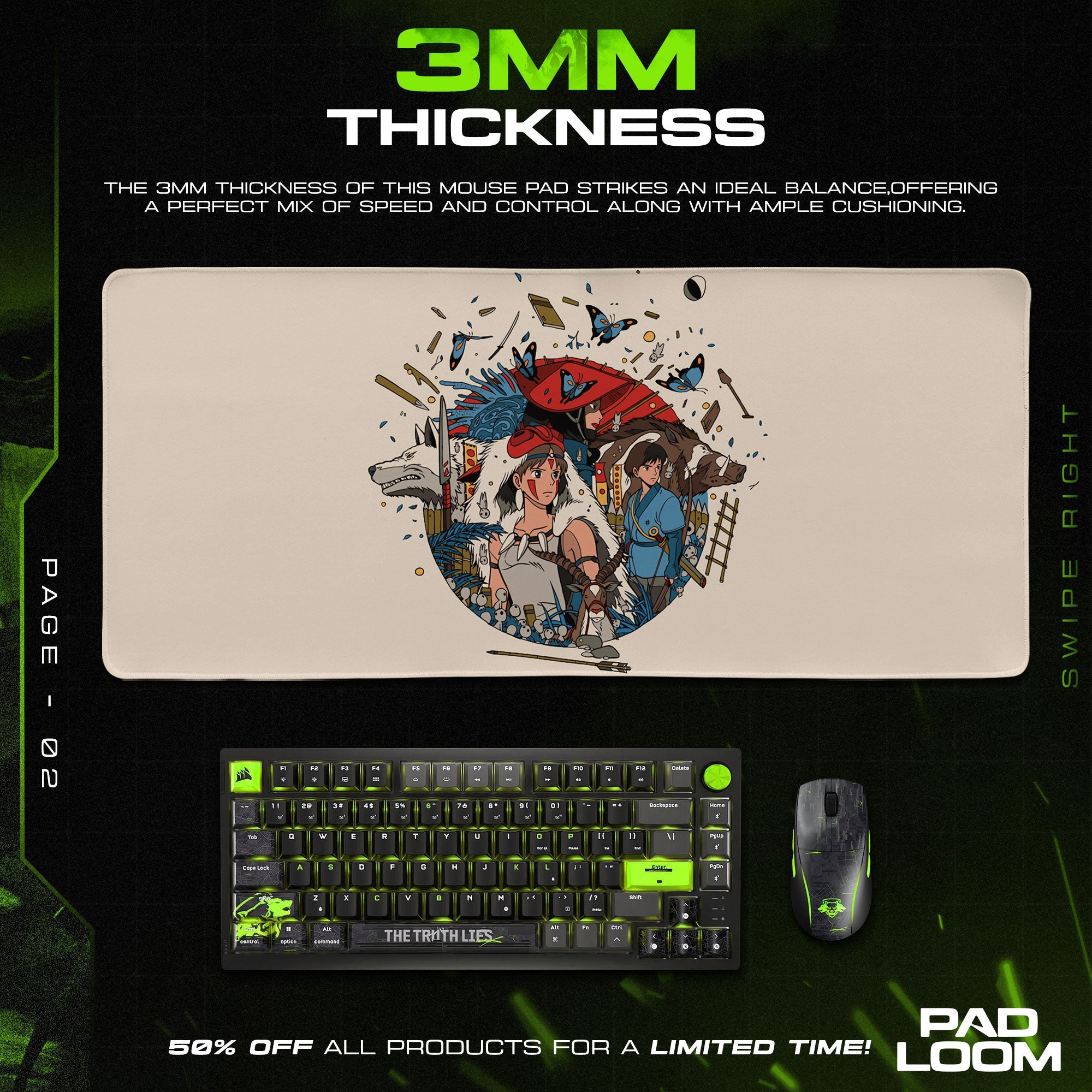 Studio Ghibli Heroes Mouse Pad - Anime Art Desk Mat Padloom