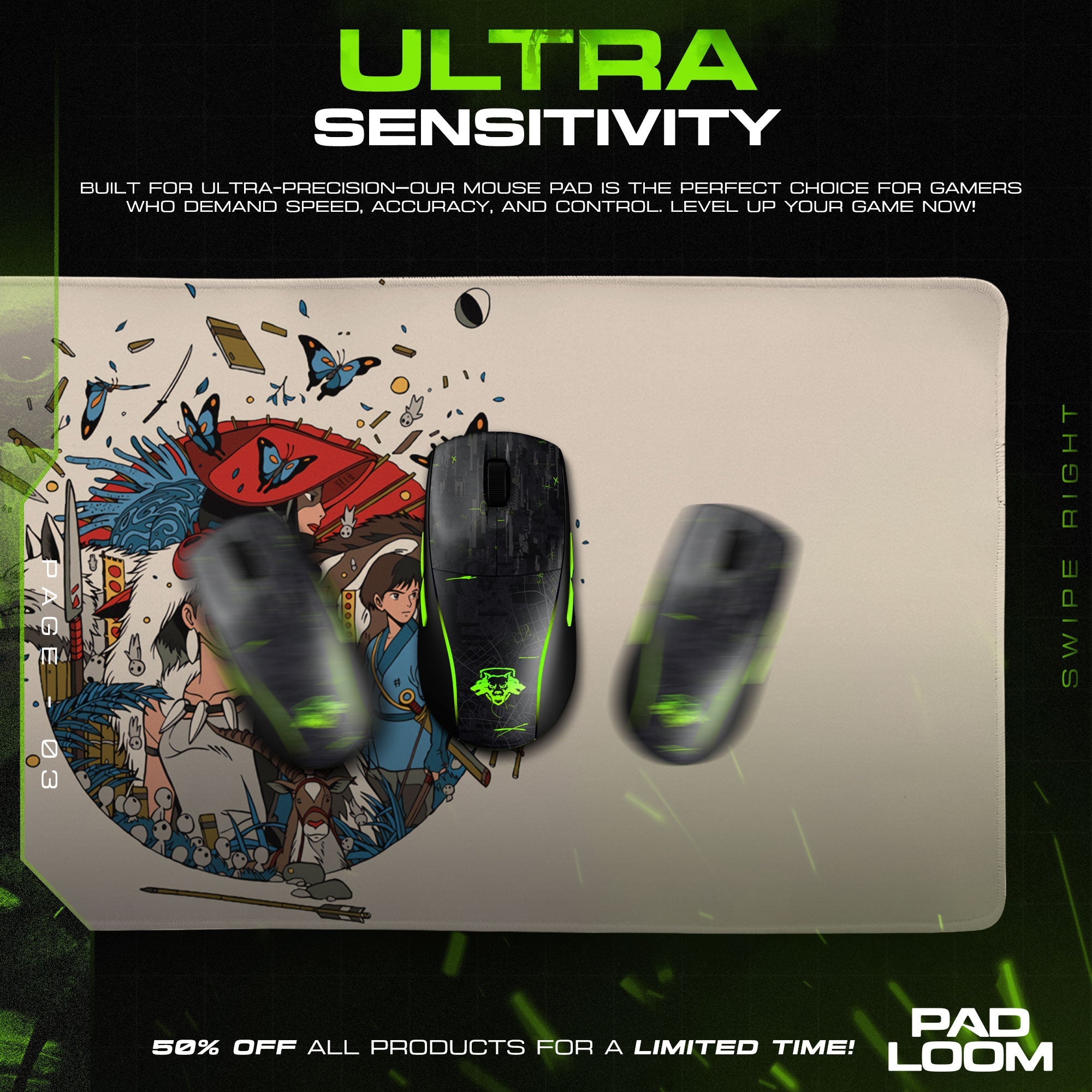 Studio Ghibli Heroes Mouse Pad - Anime Art Desk Mat Padloom