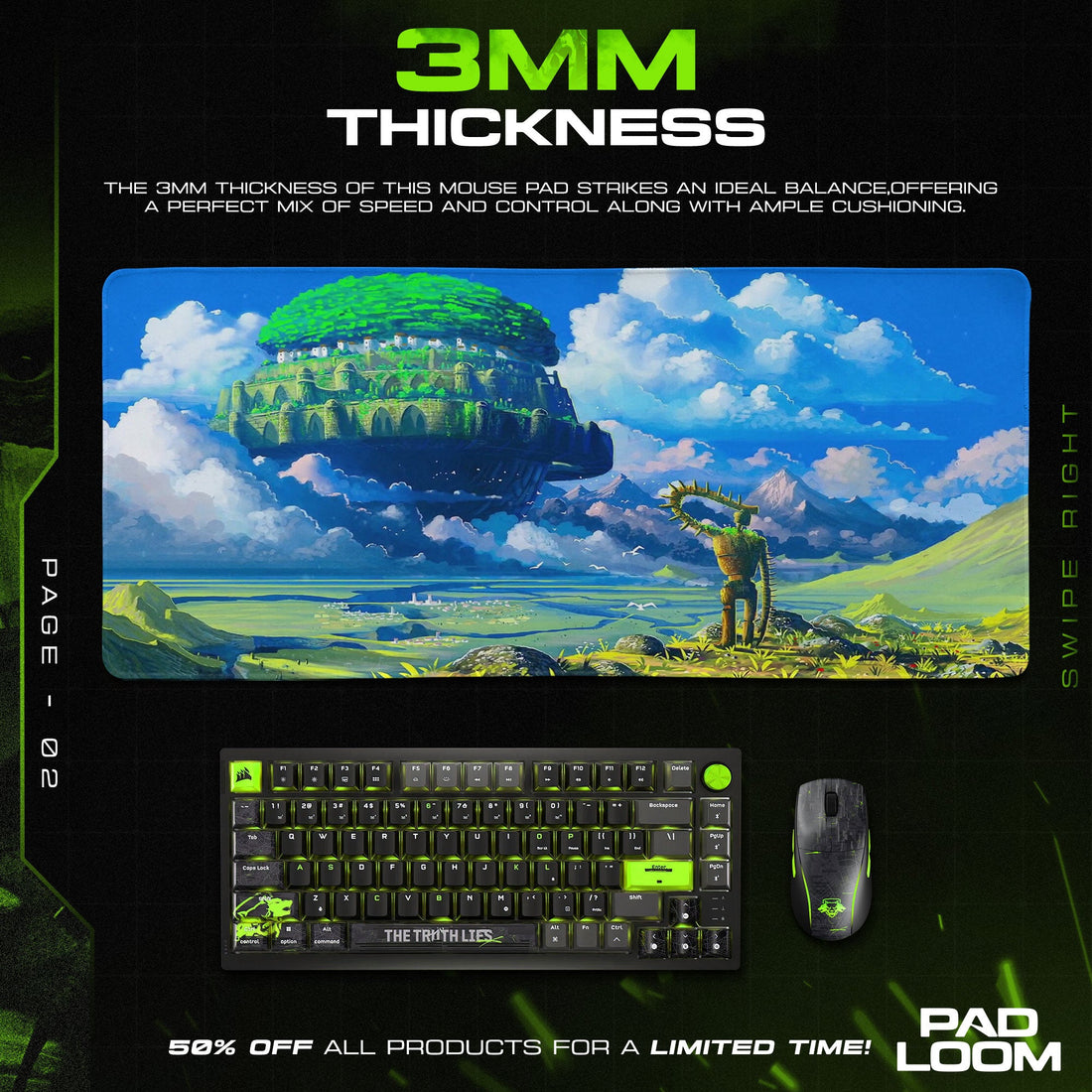 Studio Ghibli Mouse Pad - Castle in the Sky Anime Desk Mat Padloom