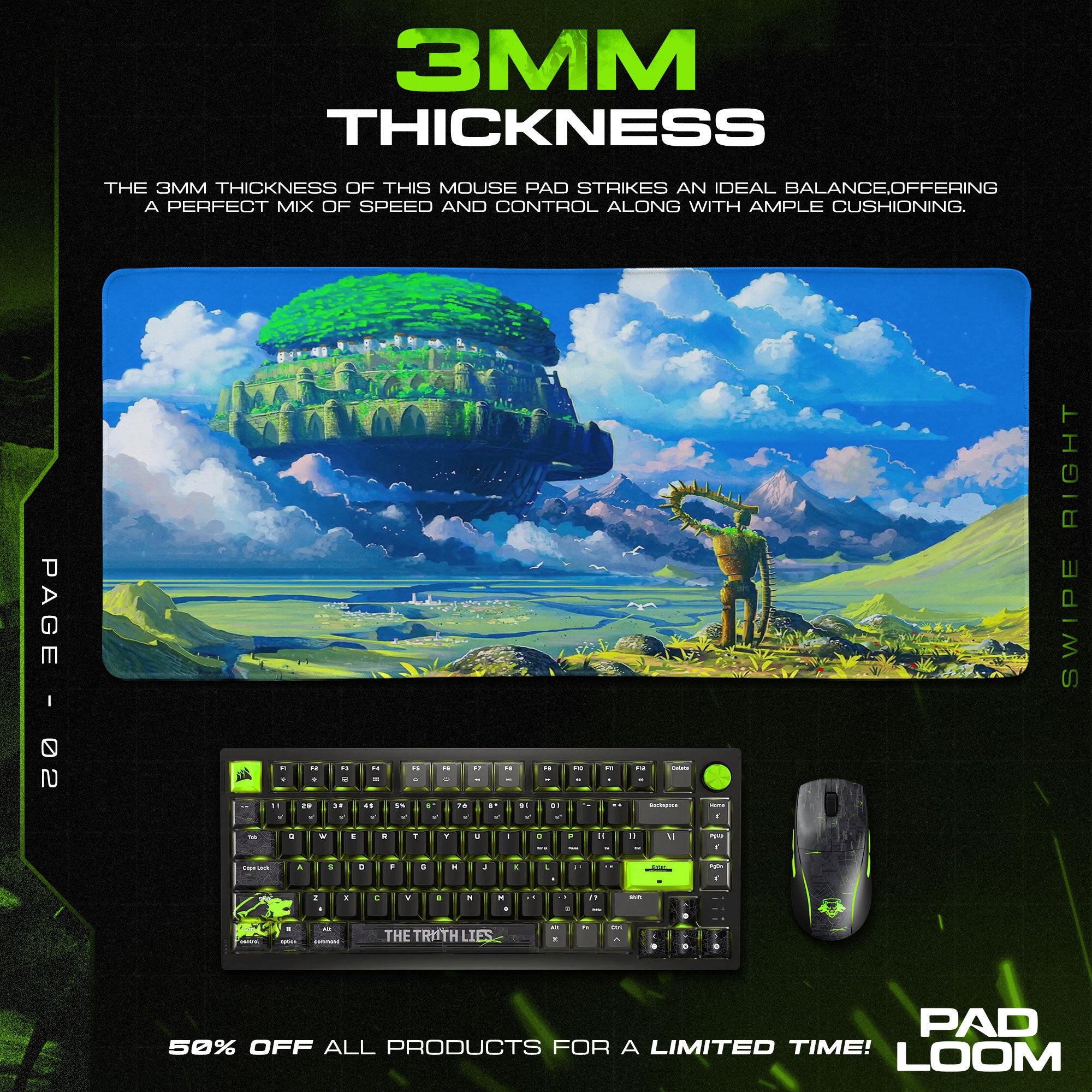 Studio Ghibli Mouse Pad - Castle in the Sky Anime Desk Mat Padloom