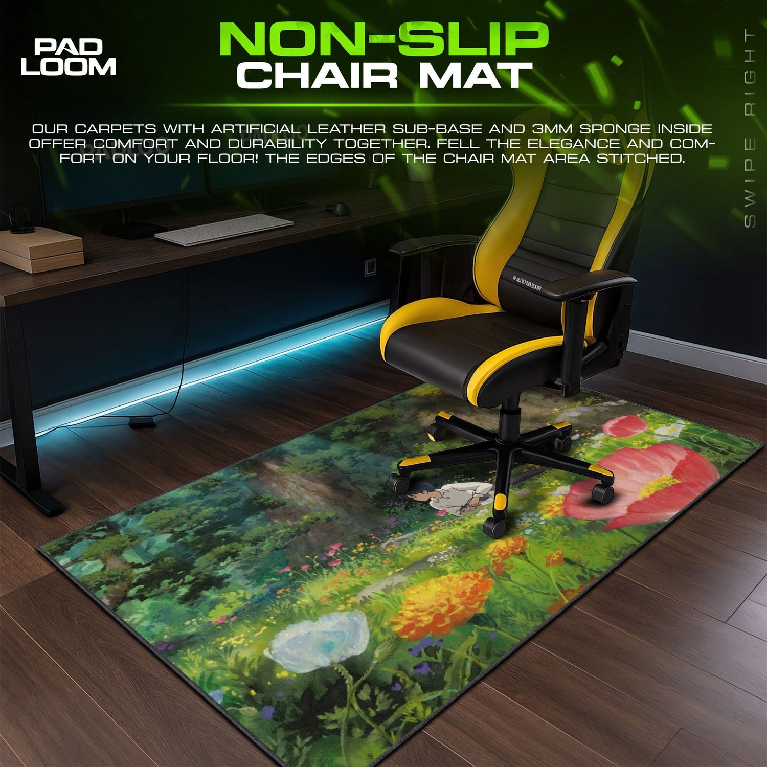 Studio Ghibli Mouse Pad - Flower Field Anime Desk Mat Padloom