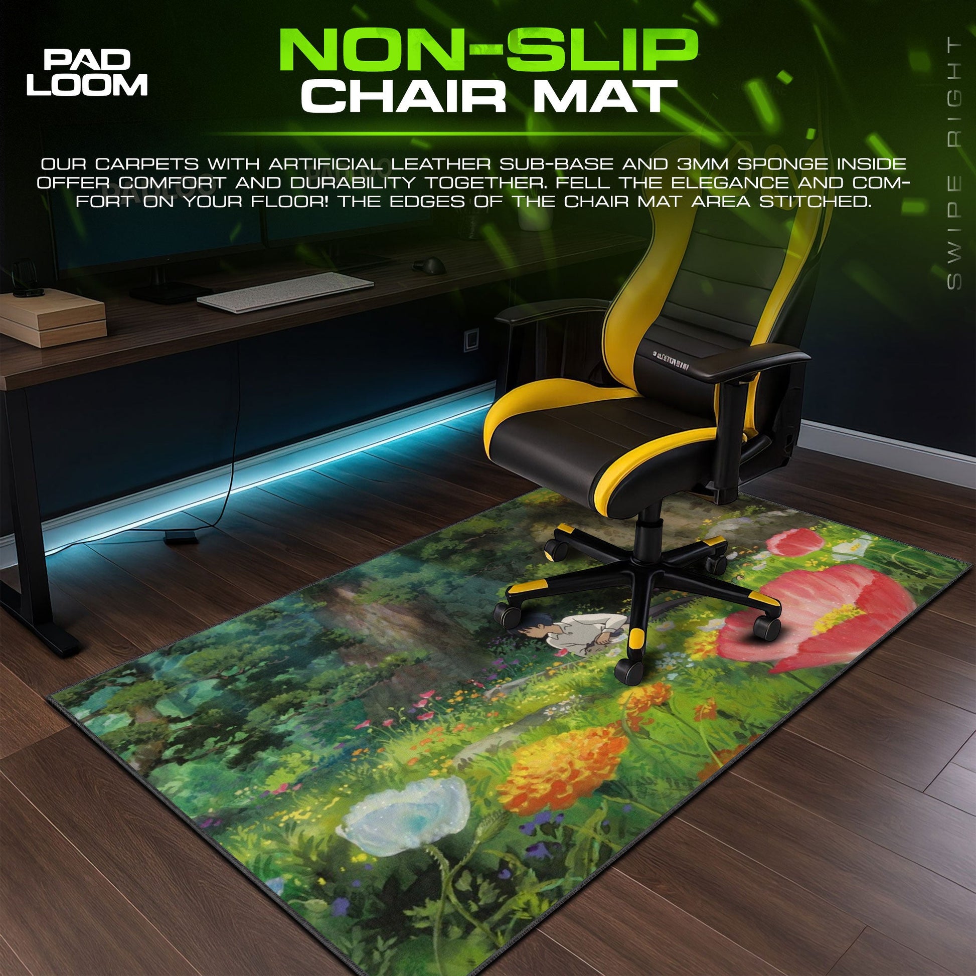 Studio Ghibli Mouse Pad - Flower Field Anime Desk Mat Padloom