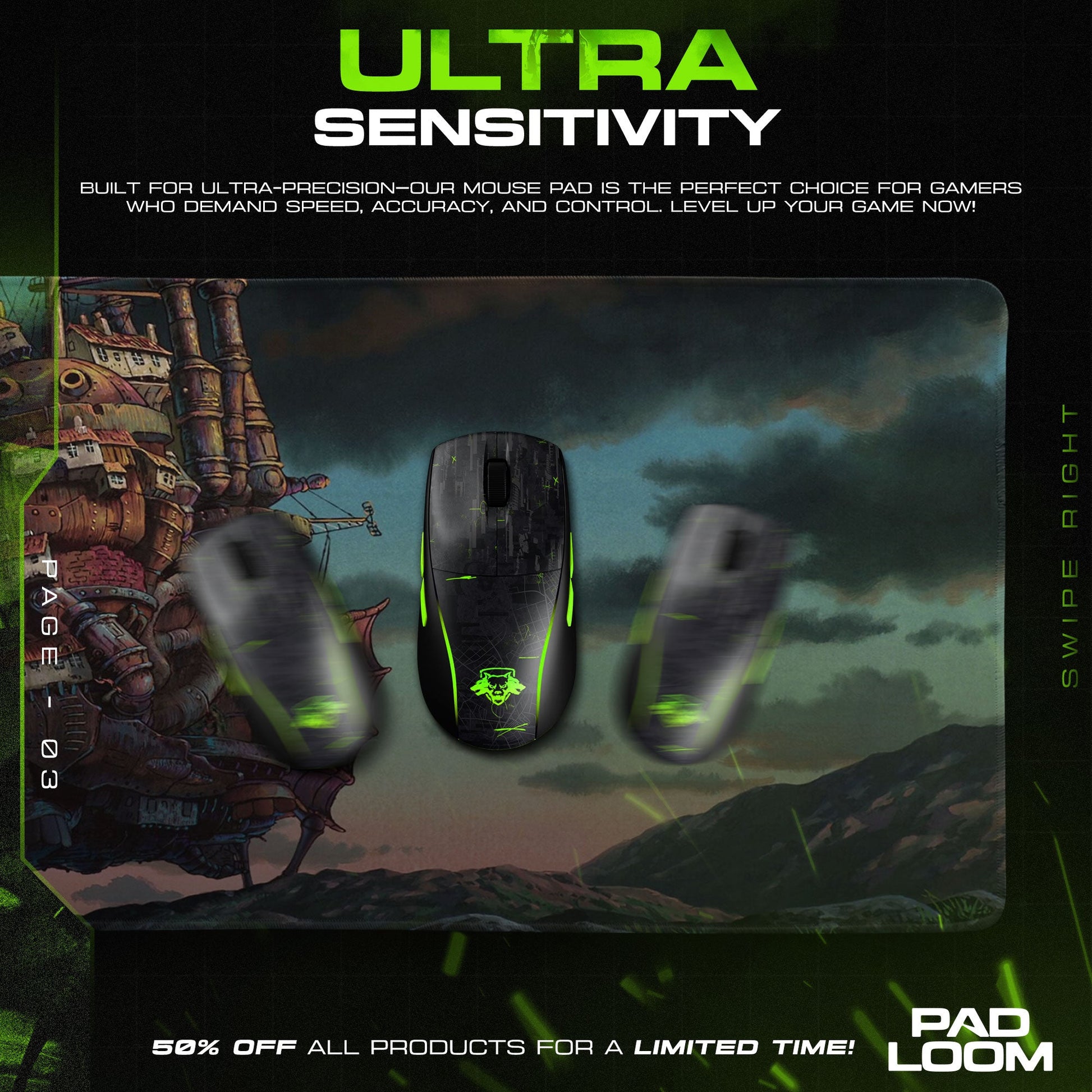 Studio Ghibli Mouse Pad - Howl’s Castle Anime Desk Mat Padloom