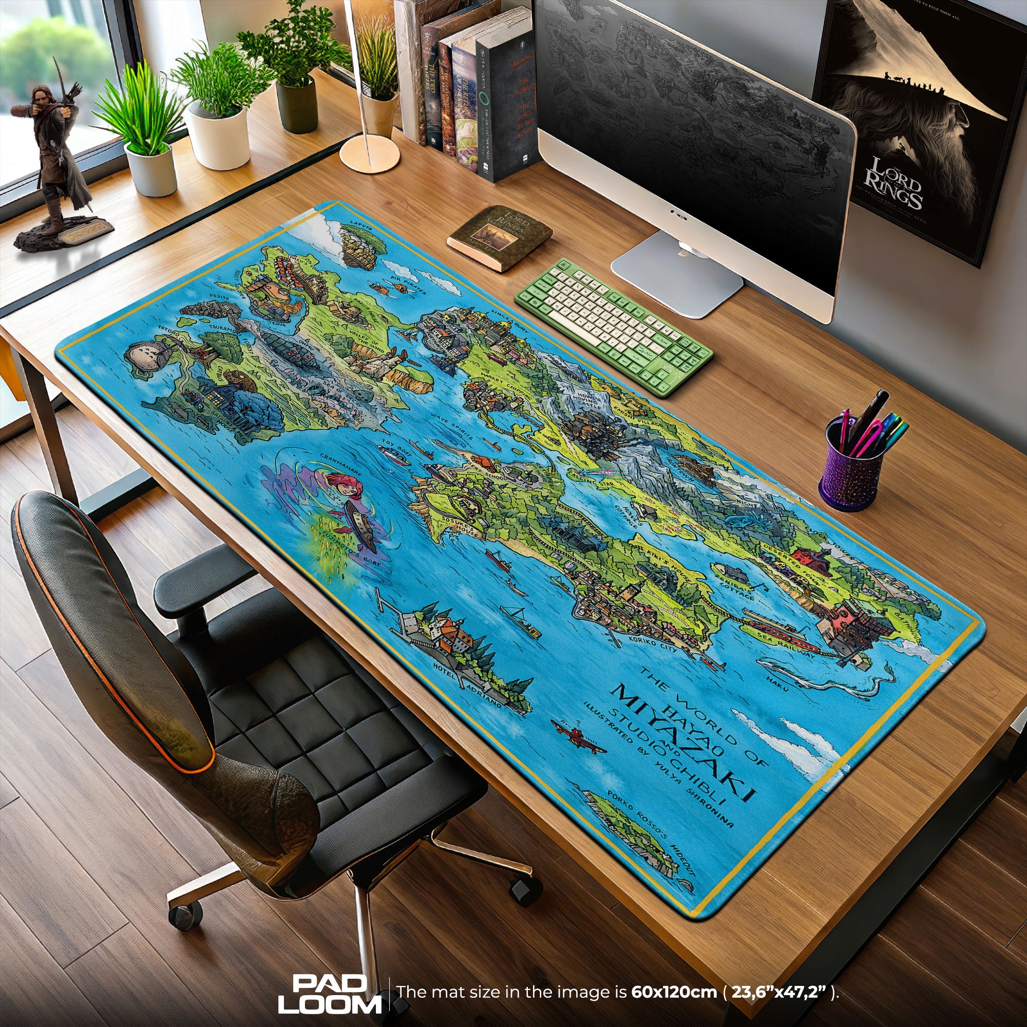 Studio Ghibli Mouse Pad, Miyazaki World Map Gaming Desk Mat