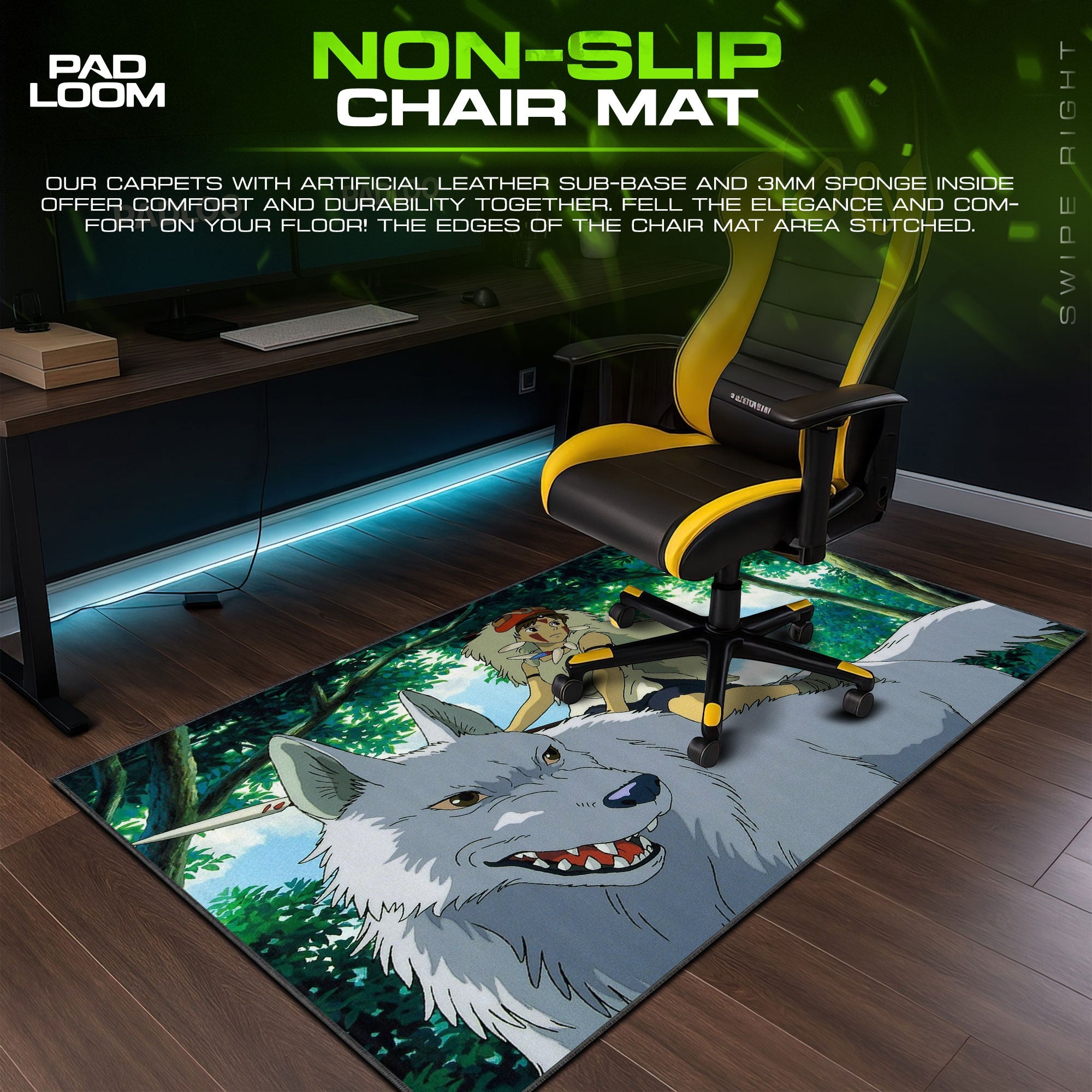 Studio Ghibli Mouse Pad - Princess Mononoke Anime Desk Mat Padloom