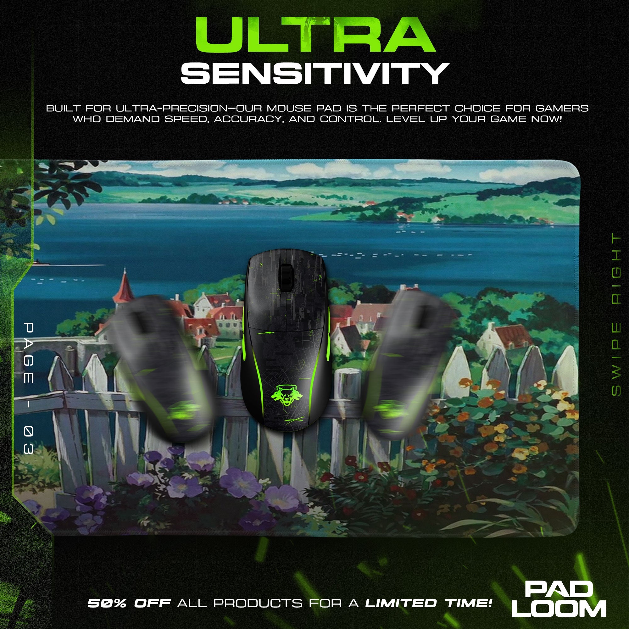 Studio Ghibli Mouse Pad - Seaside Village Anime Desk Mat Padloom