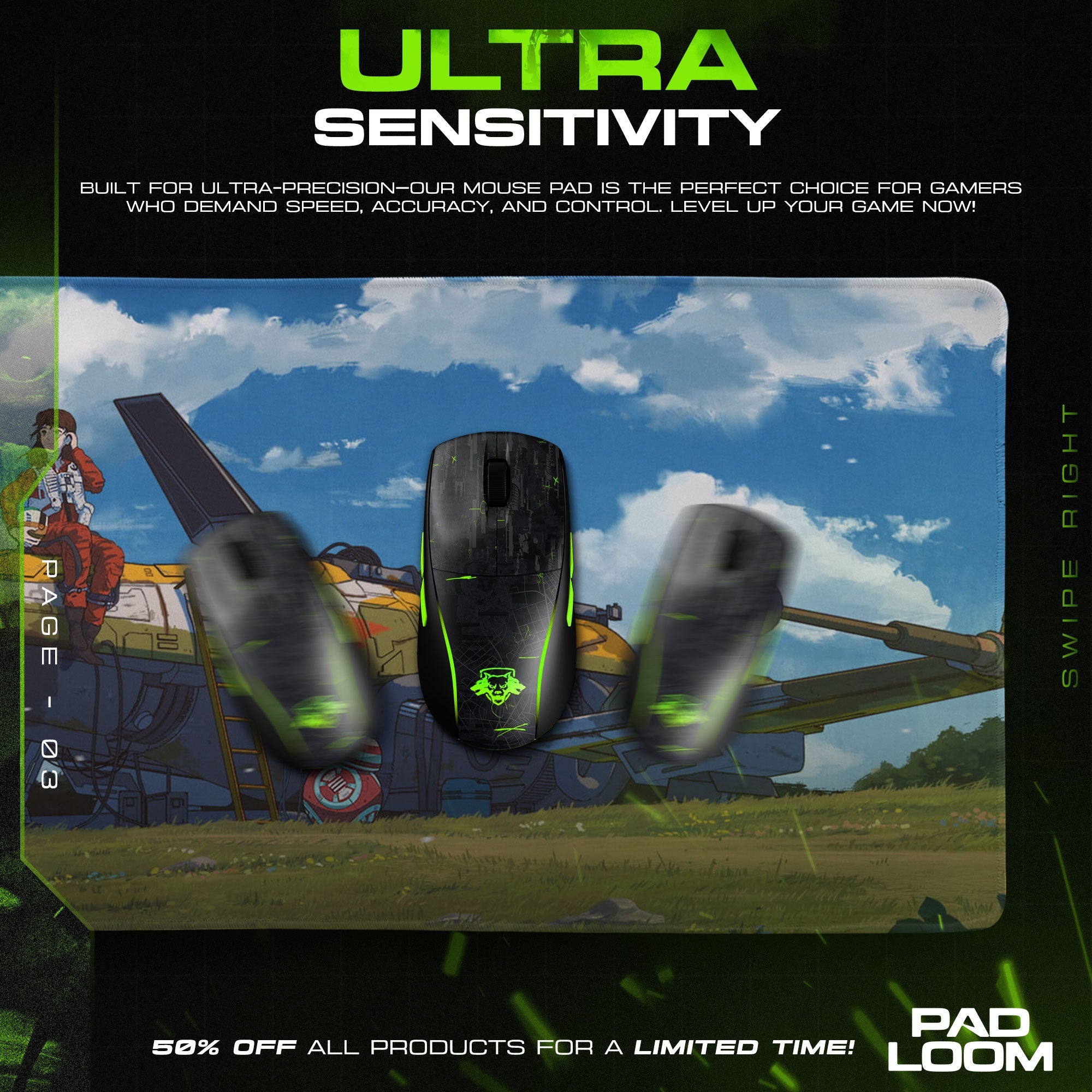 Studio Ghibli Mouse Pad - Sky Pilot Anime Desk Mat Padloom