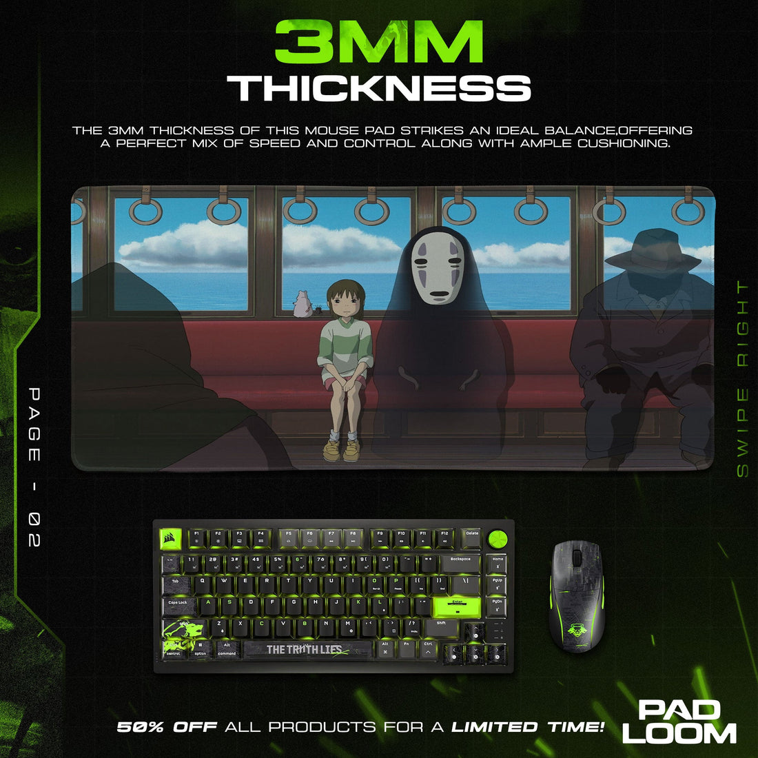 Studio Ghibli Mouse Pad - Spirit Train Anime Desk Mat Padloom